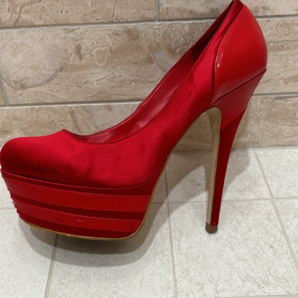 bebe Platform Red Stiletto Heels Size 8 - Picture 7 of 12